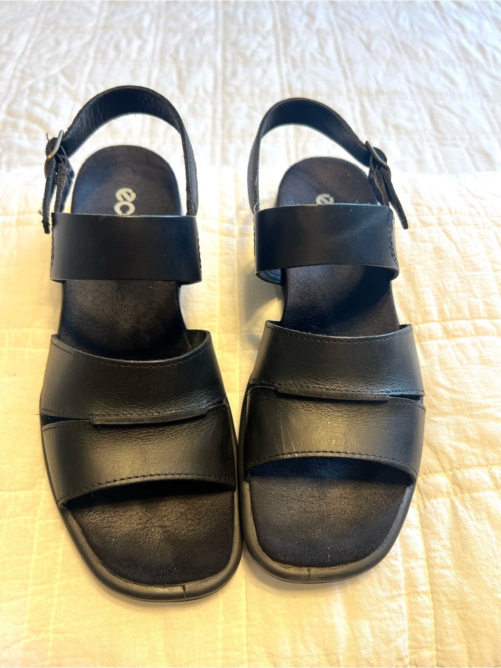Ecco Black Leather Slingback Sandals Cushion Footbed | Women’s 40 -US 9/9.5